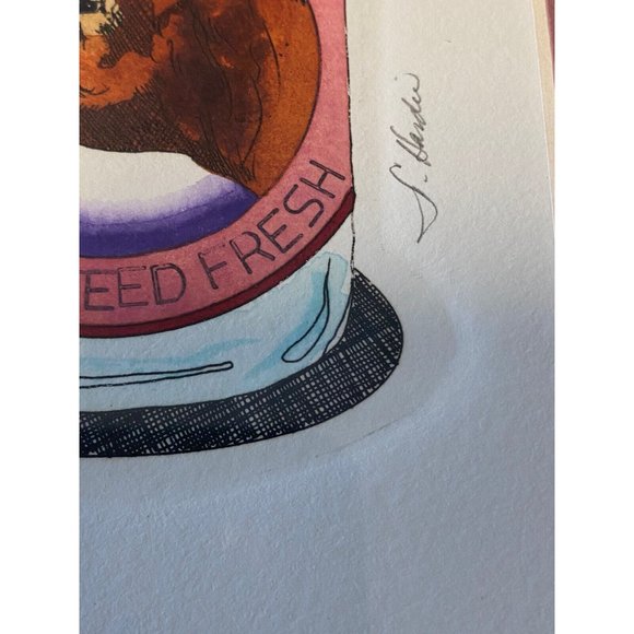 Darlene Hardie Cow Milk Bottle Etching Print Colored Framed Signed‎ Farmhouse - Picture 6 of 11